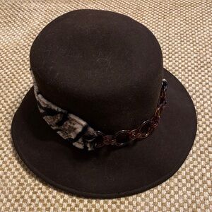 Bettino Brown Hat with Faux Fur Accent